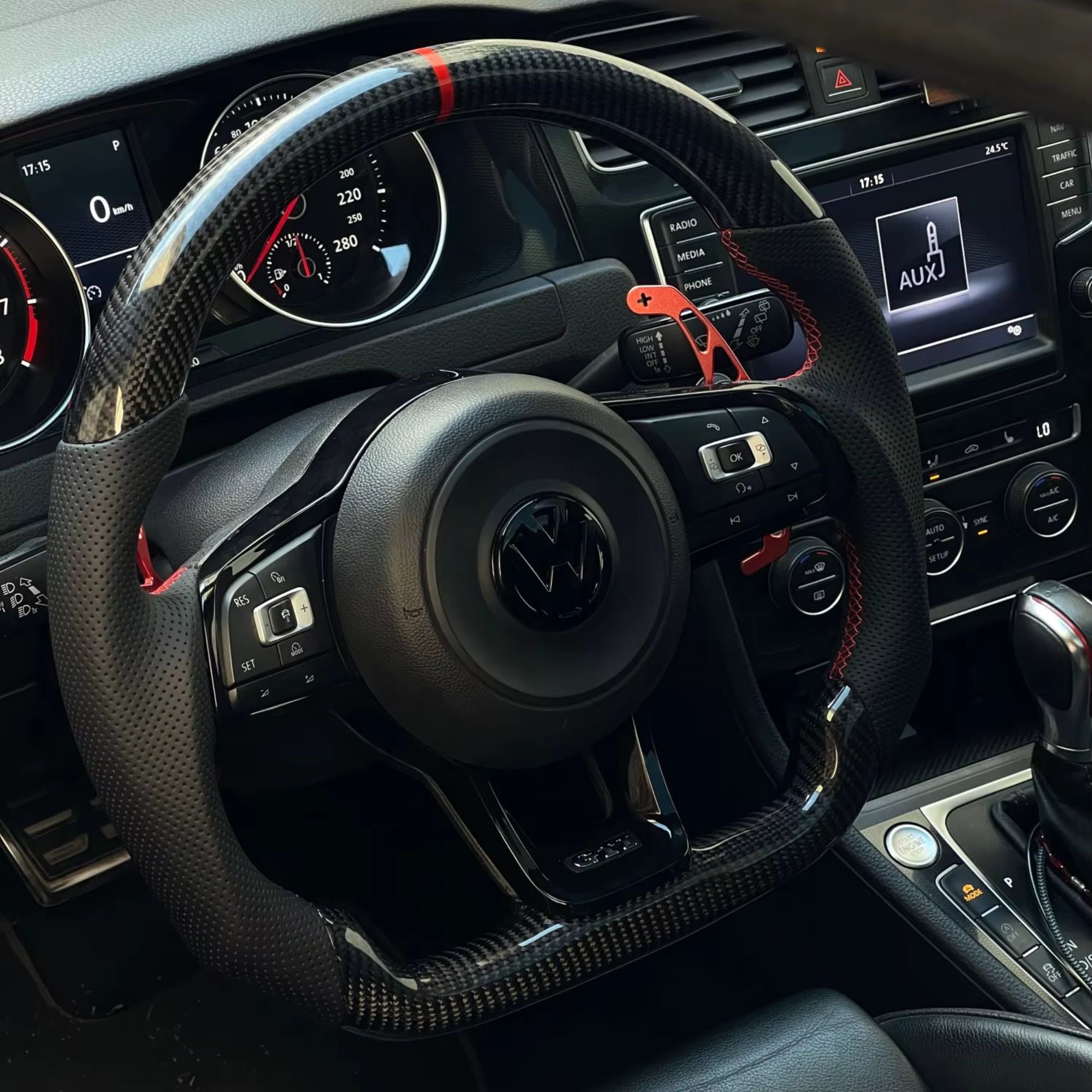 Gloss Black Steering Wheel Trim Surround For VW Golf Polo Scirocco (2013-2020)