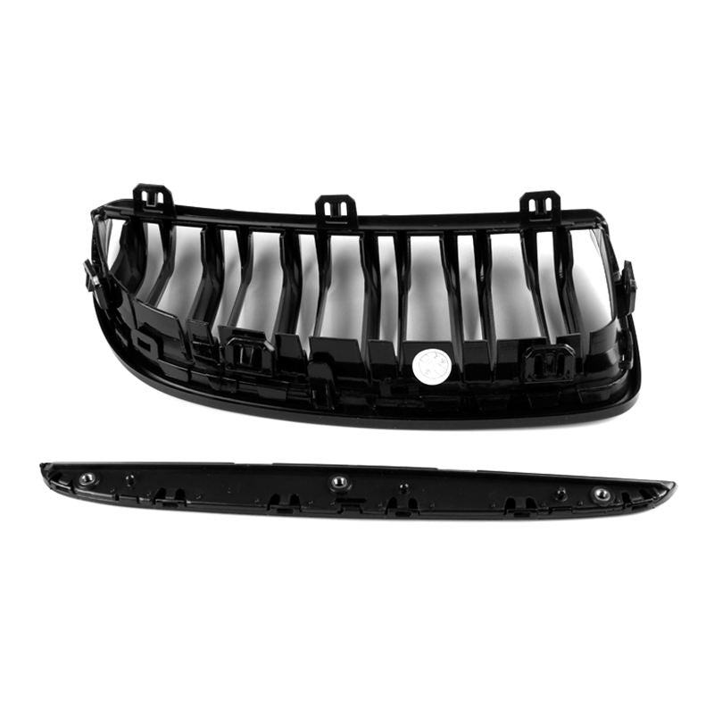 BMW 3 Series E90/E91 Pre-LCI Gloss Black Double Slat Front Grills (2005-2008)