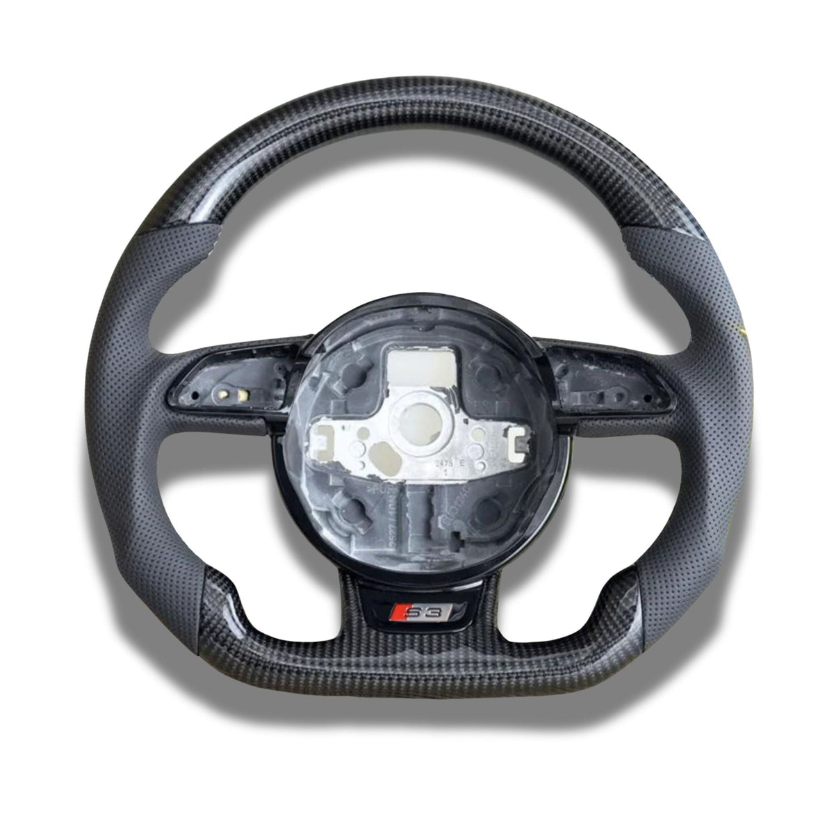 Custom Fit Perforated Leather Steering Wheel Cover For VW Van T5.1 (2010-2015) - Black Stitch