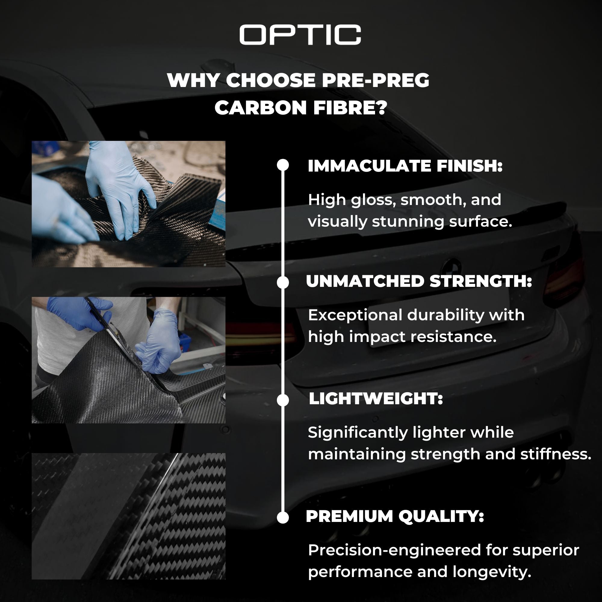 BMW M2 G87 Pre-Preg Dry Carbon Fibre Performance Style Front Lip Splitter By OPTIC (2023+)